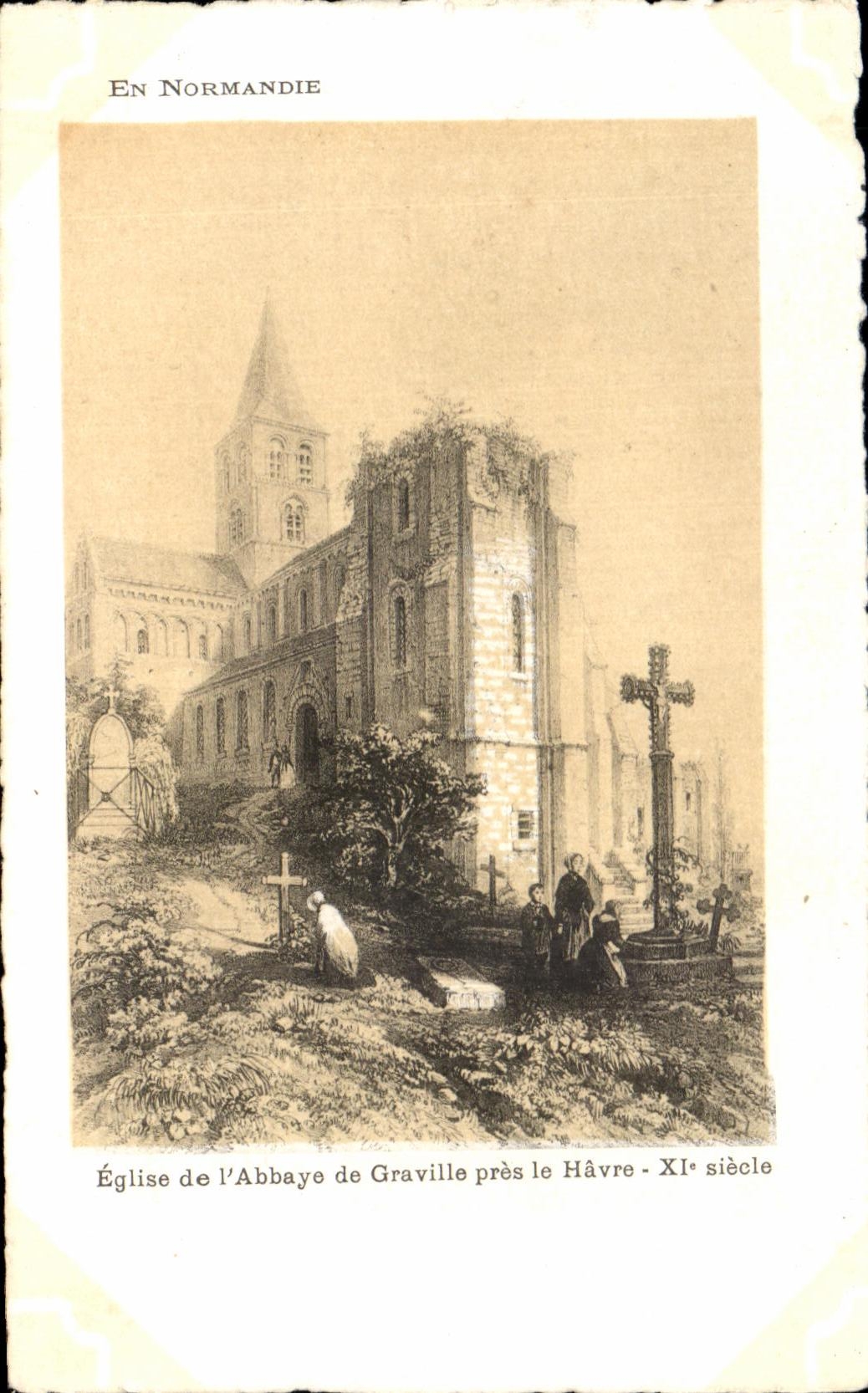 CPA Eglise de I Abbaye de Graville pres le Havre