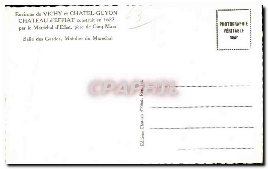 Château d'Effiat — Salle des Gardes — Édition Château d'Effiat — Verso