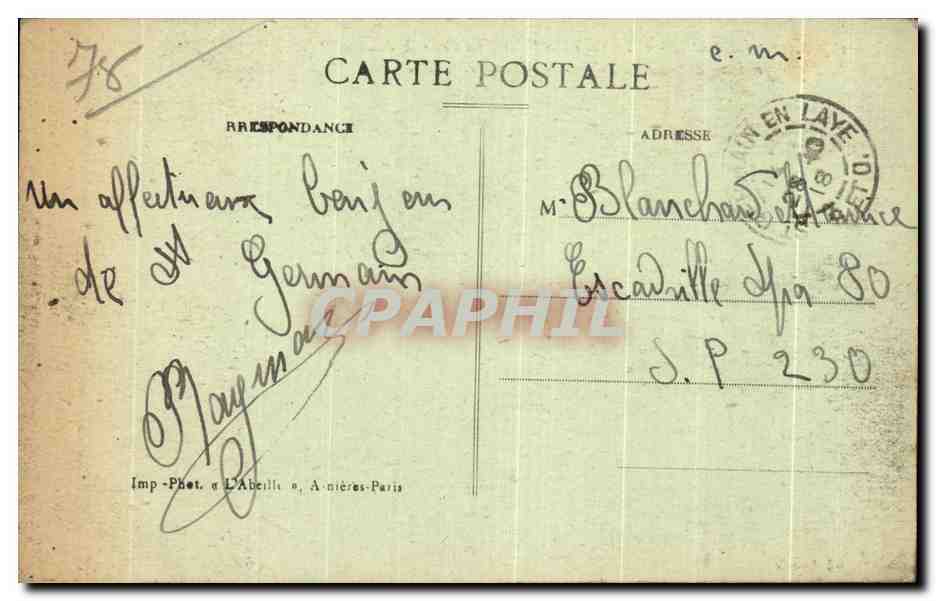 CPA Saint Germain en Laye La Foret La Croix de Noailles et Poste de Secours du Touring Club de France — Rückseite