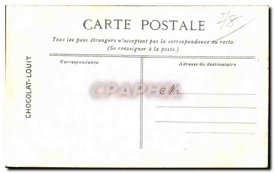 CPA Versailles Marie Antoinette reine de France par Vigee Lebrun Chocolat Louit — Rückseite