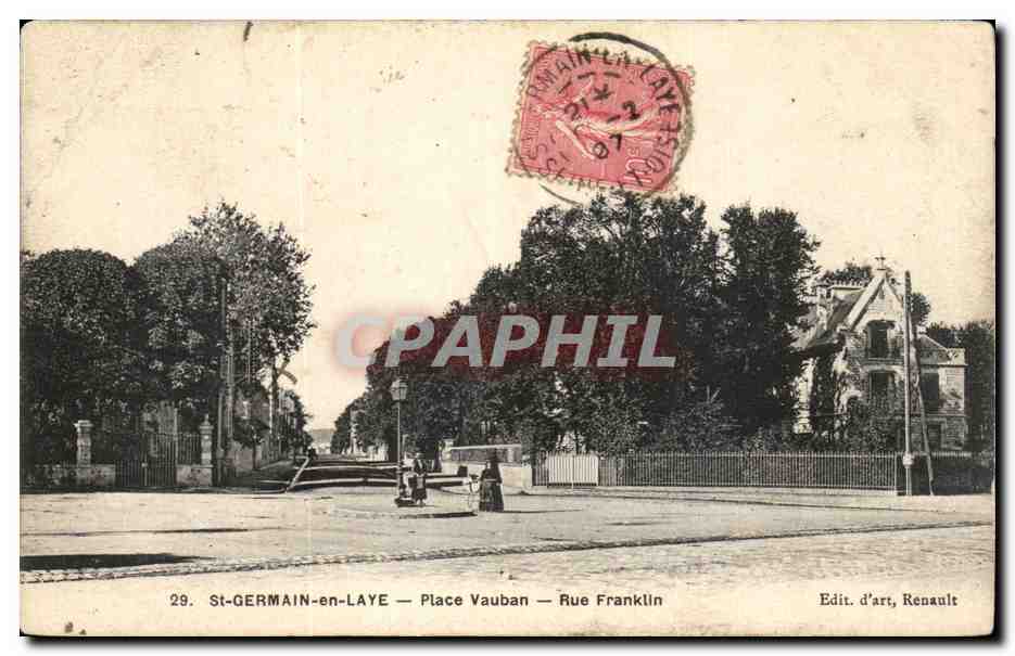 CPA St Germain en Laye Place Vauban Rue Franklin