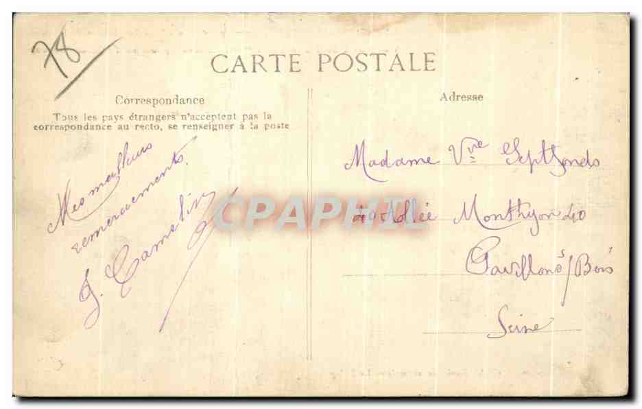 CPA Saint Cyr L Ecole Comme on voit la ville a de hauseur Vue prise a bord d un biplan Aviation — Verso