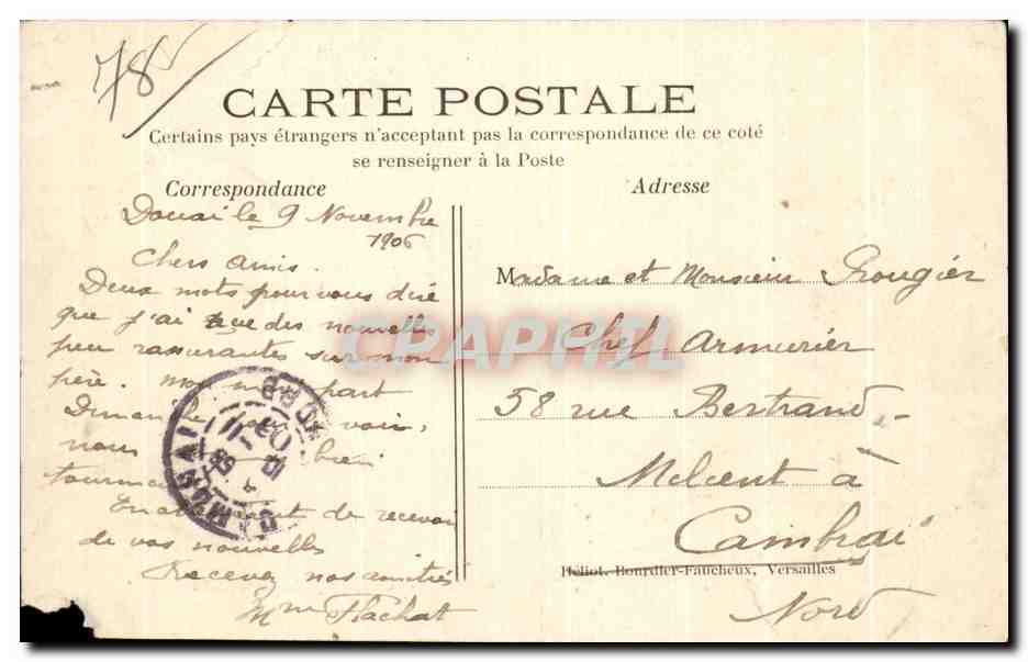 CPA Versailles Genie Compagnie Cycliste Velo Cycle Cycling Militaria — Rückseite