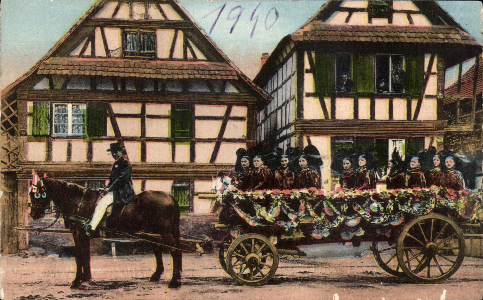 CPA Pour la fete du Village Alsace Folklore Costume