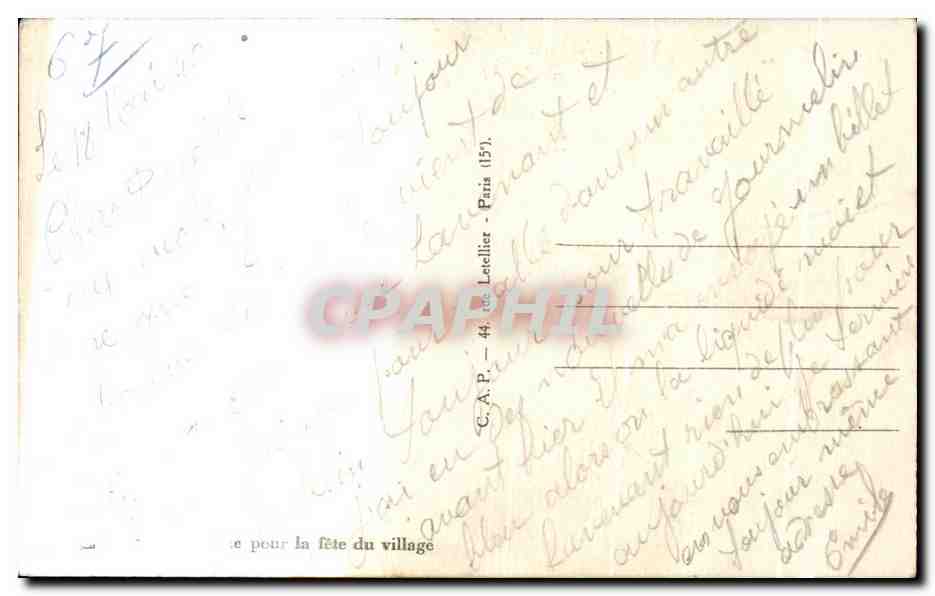 CPA Pour la fete du Village Alsace Folklore Costume — Verso