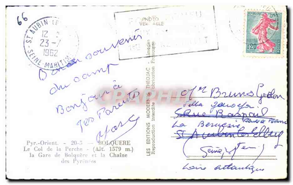 CPSM Bolquere Le Col de la Perche la Gare de Bolquere et la Chaine des Pyrenees — Rückseite