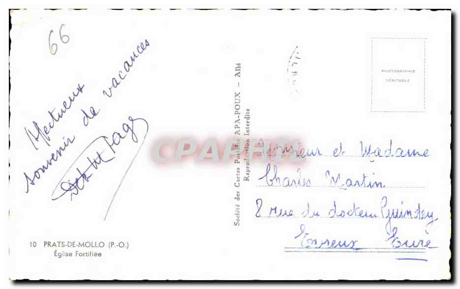 CPA Prats De Mollo Eglise Fortifiee — Back