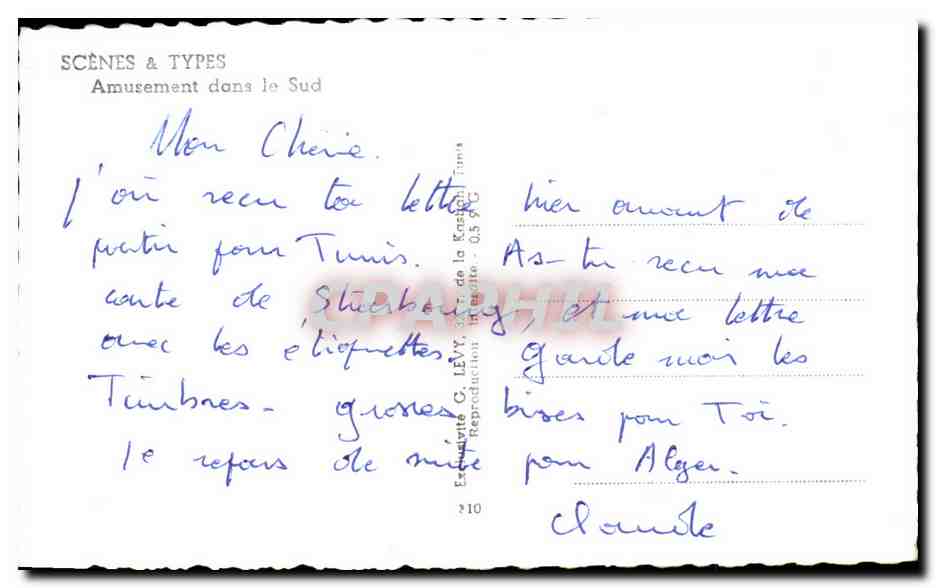 CPA Scenes Types Amusement dons le Sud Tunisie Chameau Camel  — Verso