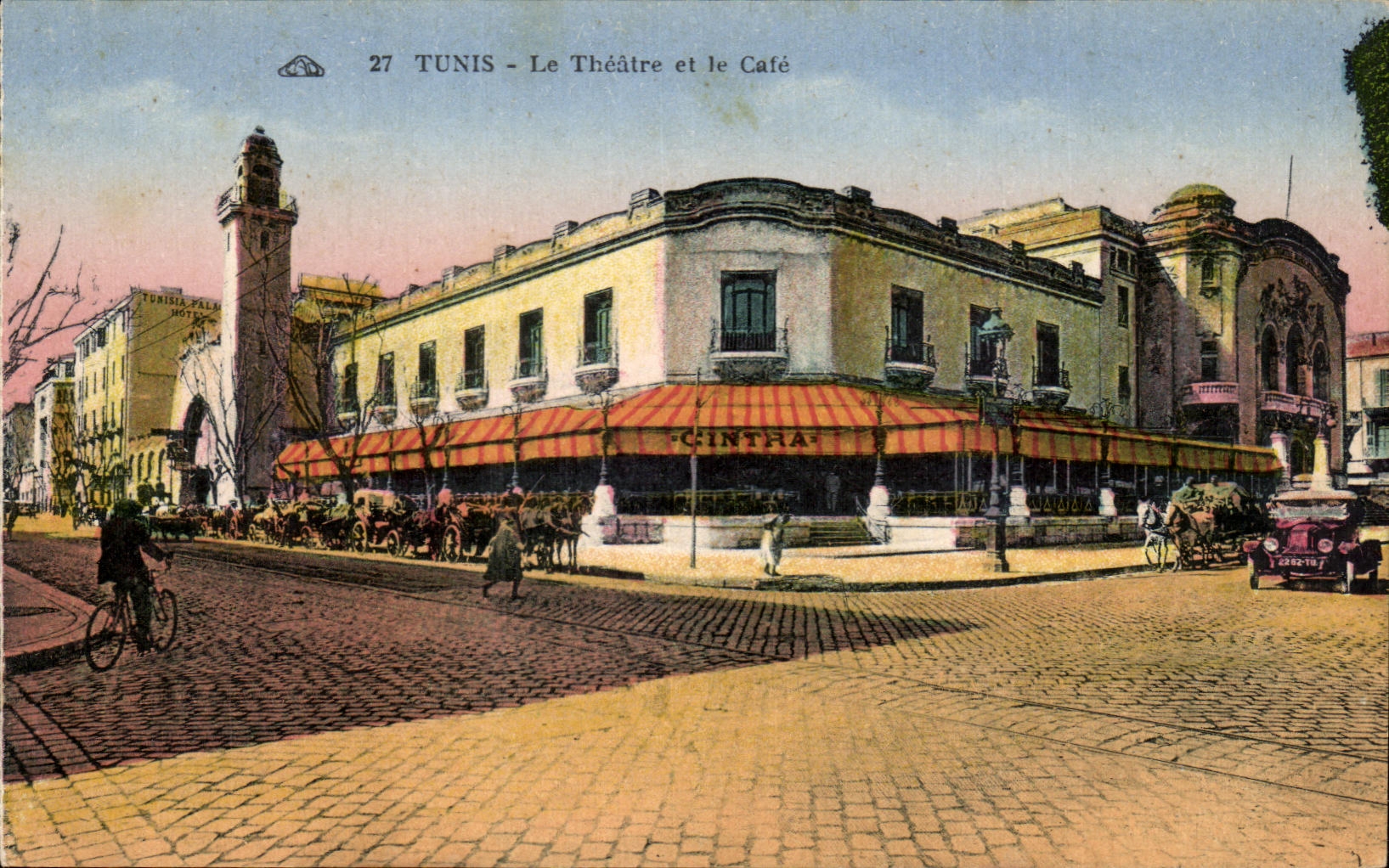 CPA Tunisie Tunis Le Theatre et le Cafe