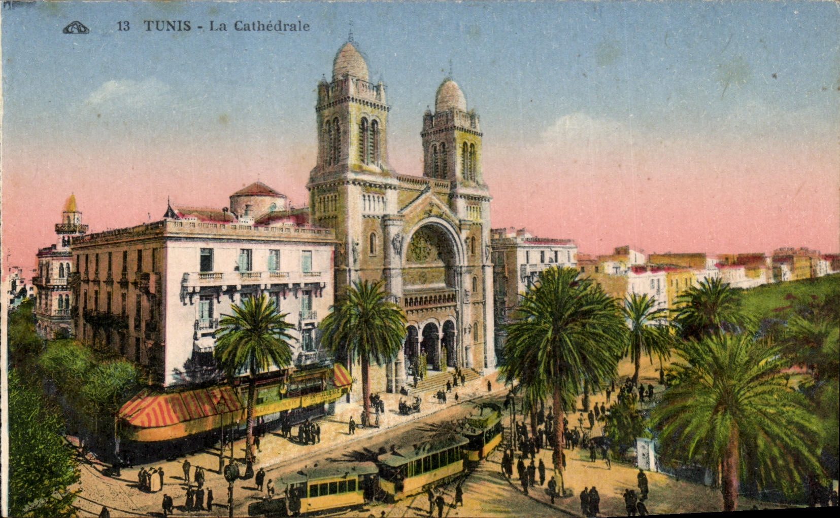 CPA Tunisie Tunis La Cathedrale Tramway