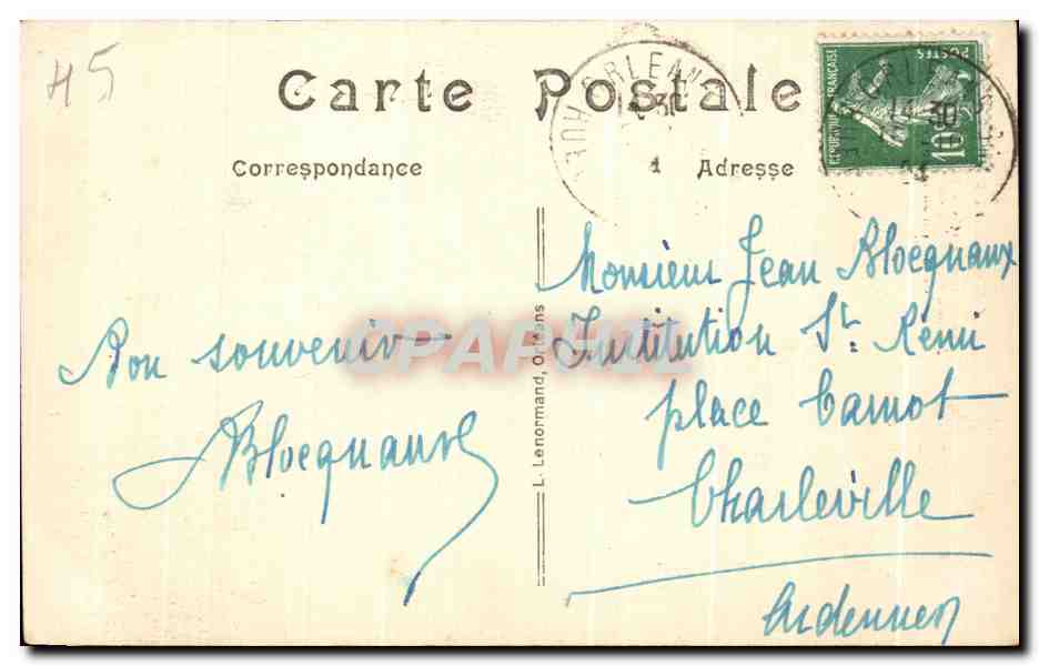 CPA Orleans La Rue du Tabour Restauree en 1910 Maison au coucha Jeanne d Arcpendant son srjour dans la Ville du 29 Avril — Verso