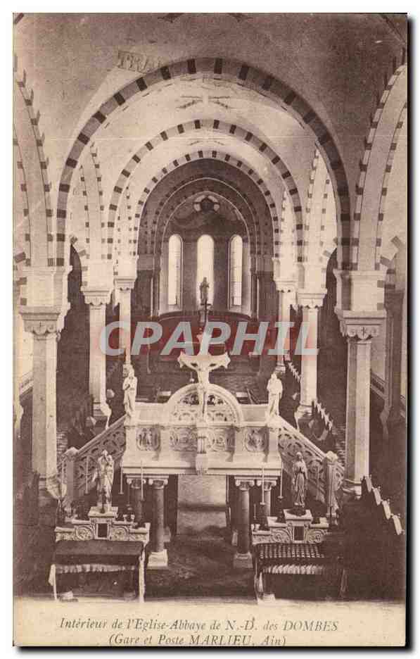 Intérieur de l'Église-Abbaye de N.-D. des Dombes — Martelieu, Ain — Imp. Bourgeois Frères, Chalon-sur-Saône
