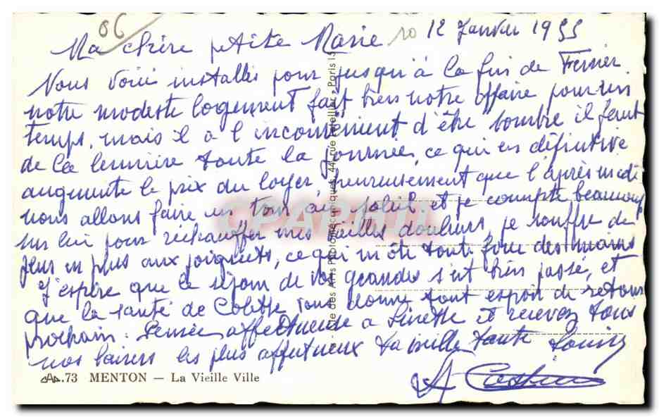 CPA Menton La Viellie Ville — Rückseite