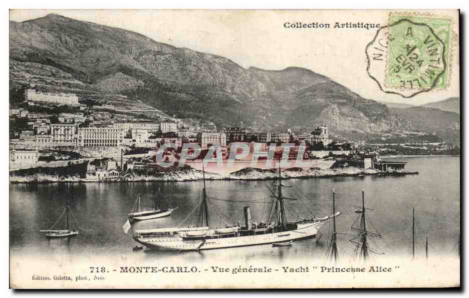 Monte-Carlo - Vue générale - Yacht "Princesse Alice" — Collection Artistique, Édition Giletta, n°718
