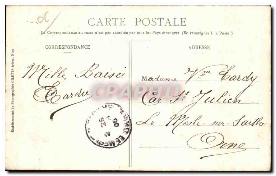 Monte-Carlo - Vue générale - Yacht "Princesse Alice" — Collection Artistique, Édition Giletta, n°718 — Verso