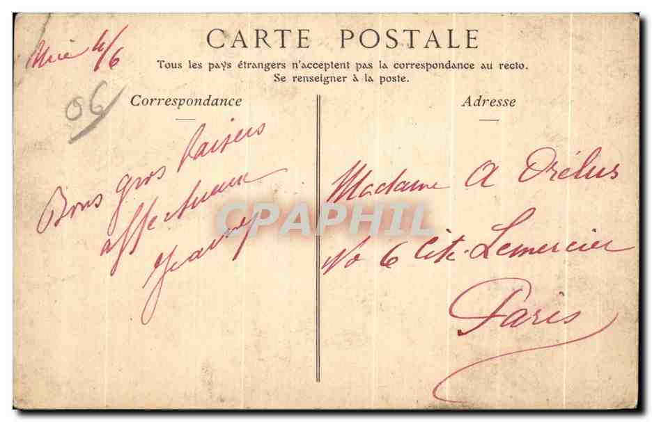 CPA Beaulieu L Hotel des Anglais — Rückseite