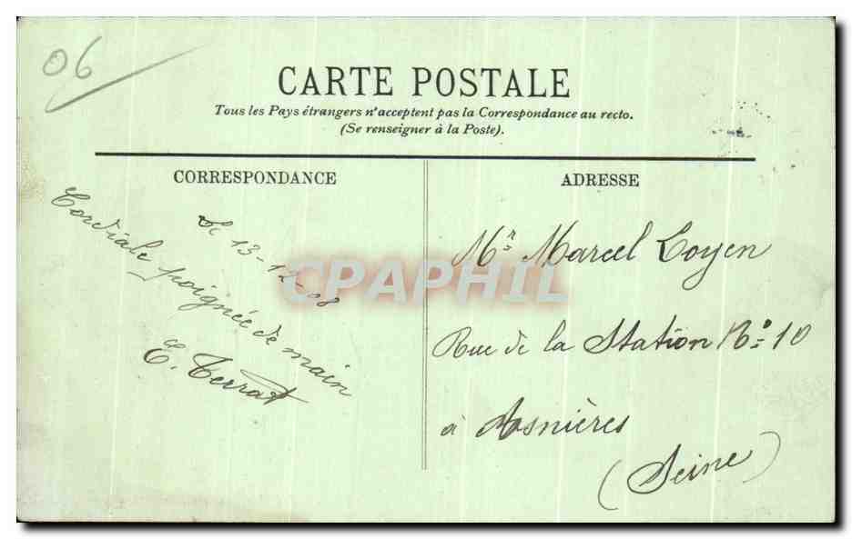 CPA Nice L Avenue Massena Pharmacie Anglaise — Rückseite