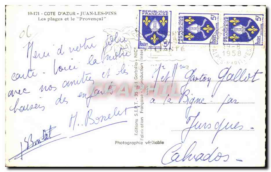 CPA Cote D Azur Juan les Pins Les plages et le provencal — Rückseite