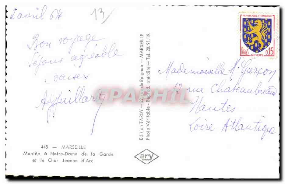 CPA Marseille Montee a Notre dame de la Garde et le Char Jeanne darz — Verso