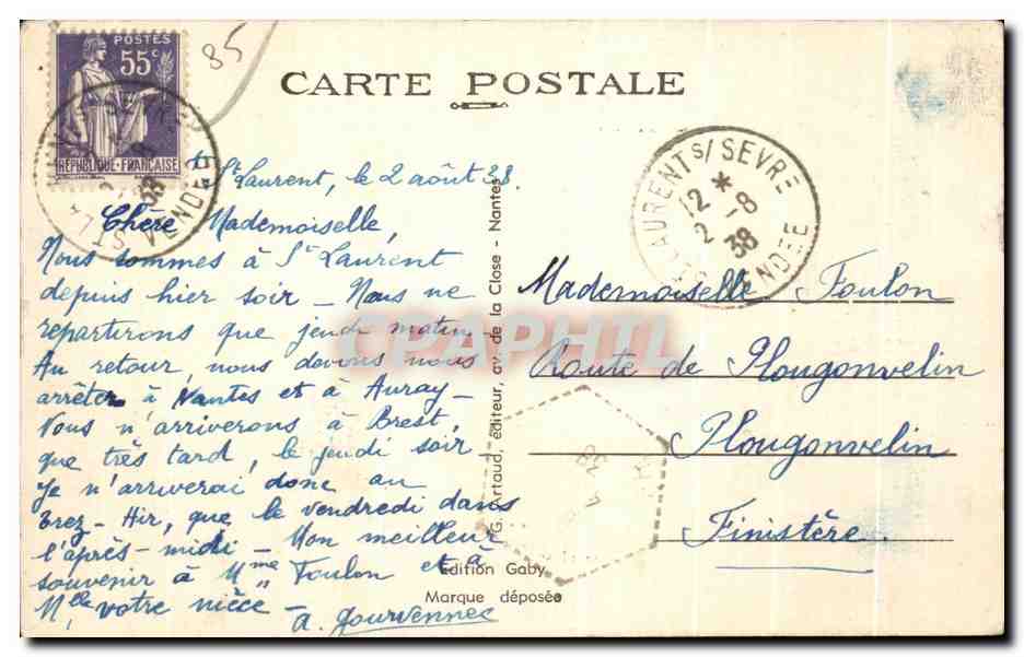 CPA Saint Laurent sur Sevre La Chapelle des Soeurs de la sagesse — Rückseite