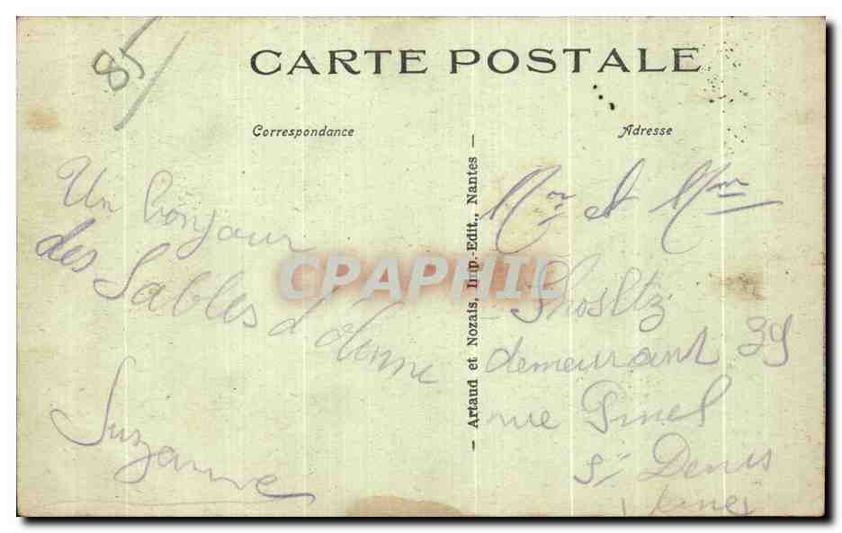 Les Sables-d'Olonne — Vue générale du Port — Artaud et Nozais, Nantes, n°193 — Verso
