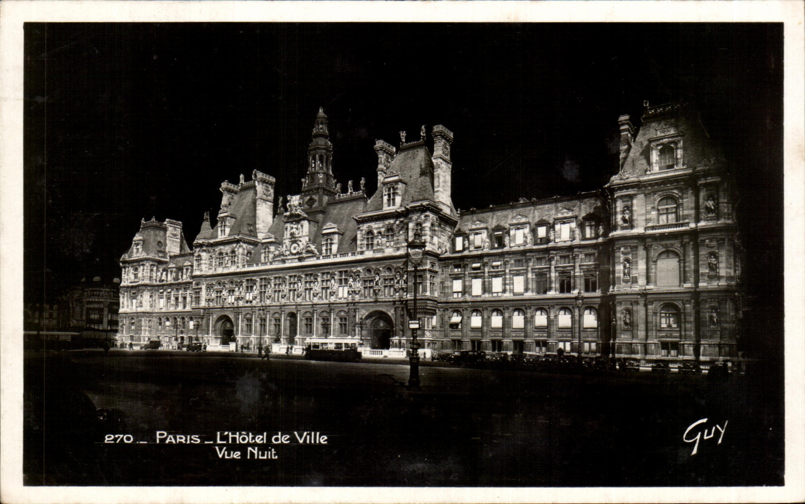 CPA Paris L Hotel de Ville Vue Nuit
