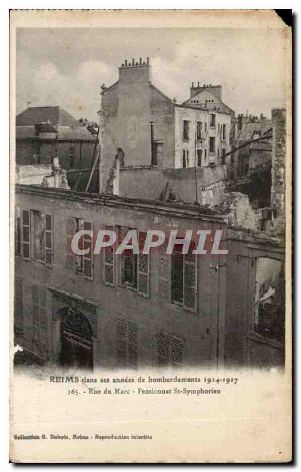 CPA Reims dans ses annees de bombardements Militaria