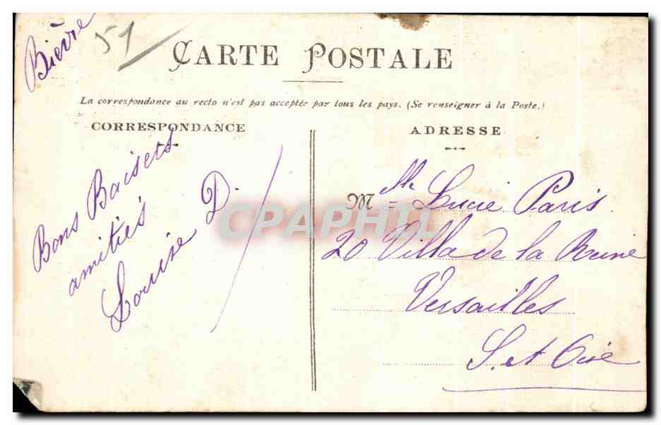 Villa des Castaignes-Montmort — Les Environs d'Épernay — Éditeur : L. Chiquet, Épernay (Dép. 108) — Rückseite