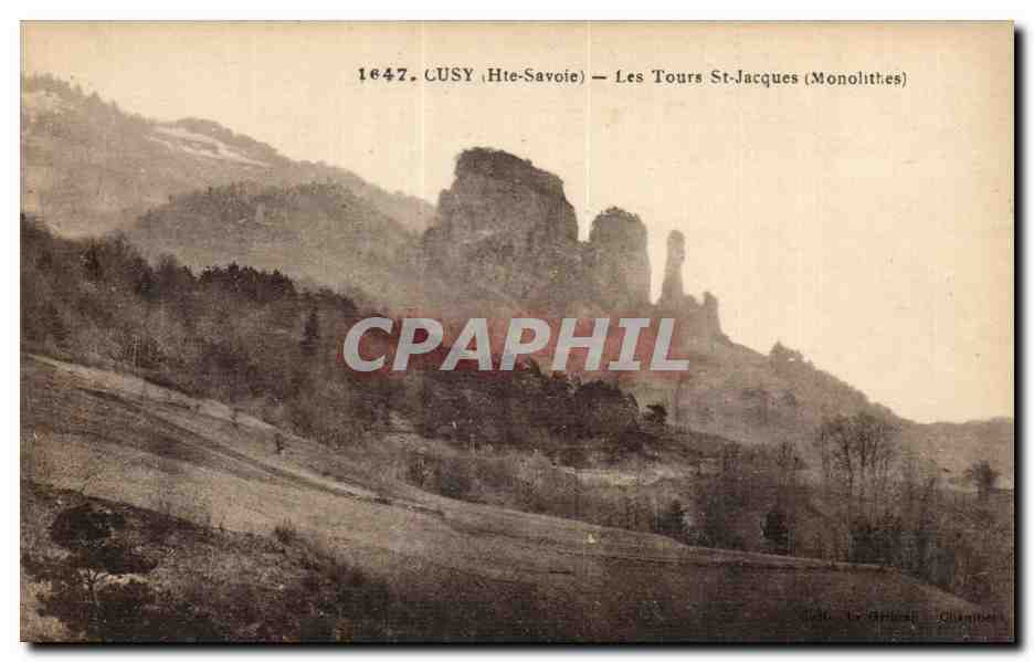 Cusy (Haute-Savoie) — Les Tours St-Jacques (Monolithes) — Éditeur : L. Régnier, Chambéry