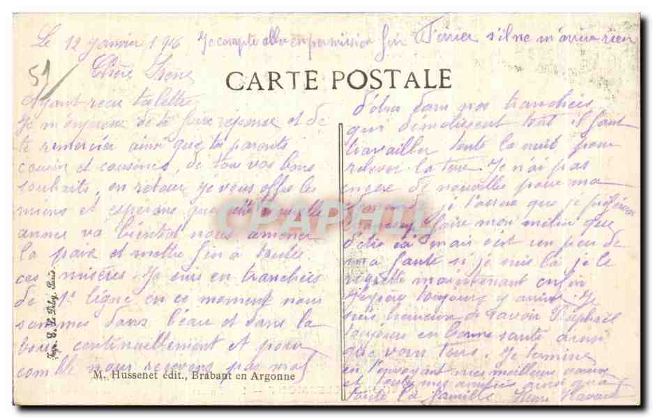 CPA L argonne Clermont Les Ruines Militaria  — Rückseite