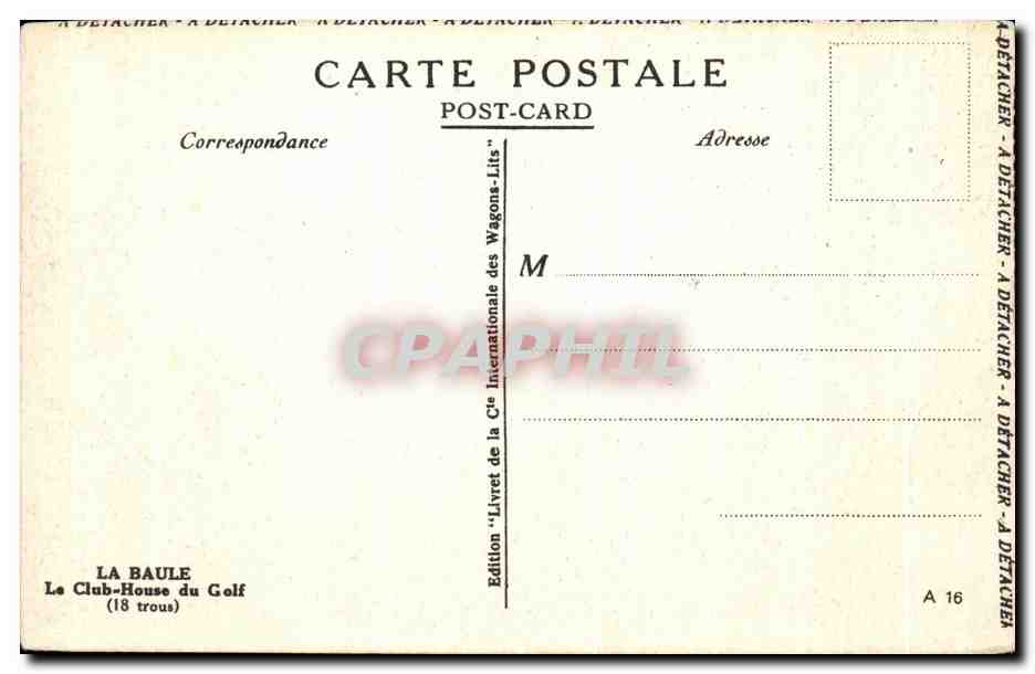 CPA La Baule Le Club House du Golf — Rückseite
