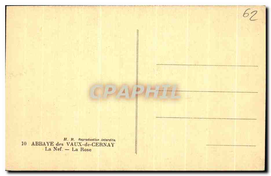 CPA Abbaye des Vaux de Cernay La Nef La Rose — Rückseite