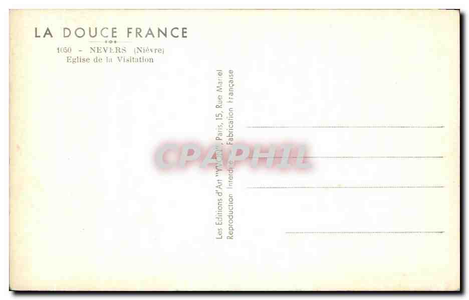Église de la Visitation — Nevers (Nièvre) — Éditions d'Art 'Yvon' — Rückseite