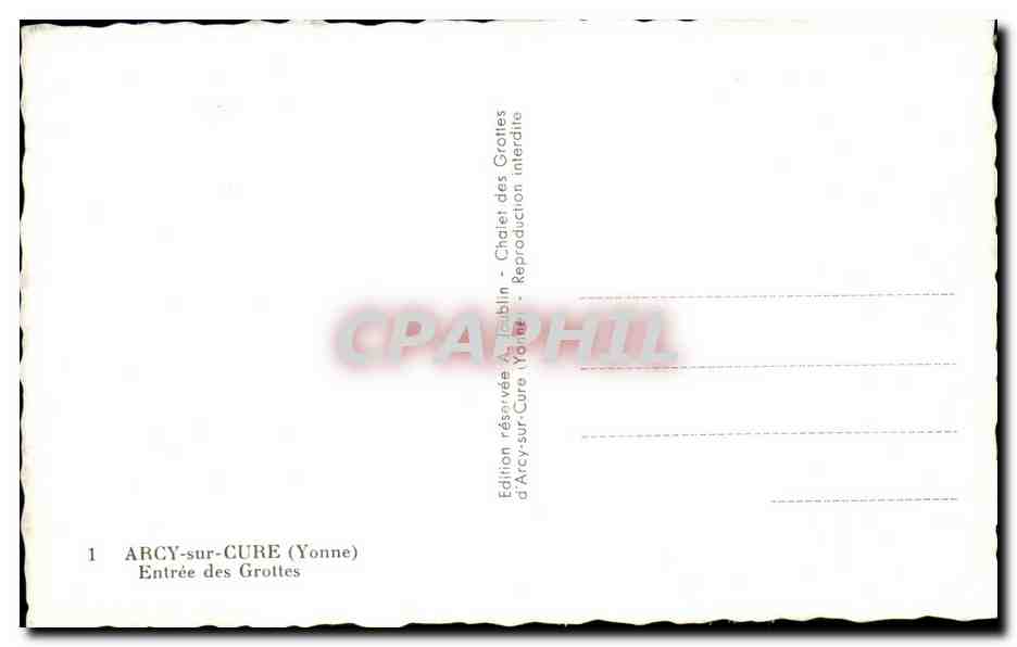 CPA Arcy sur Cure Entree des Grottes — Verso