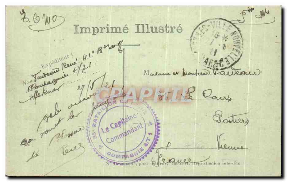 Meknès — Le Parc — Une Autruche apprivoisée — Imprimé Illustré n°58 — Verso