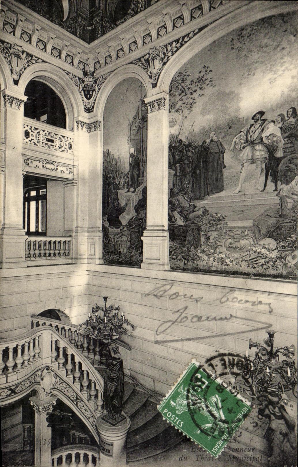 CPA Tours Escalier d honneur du theatre municipal