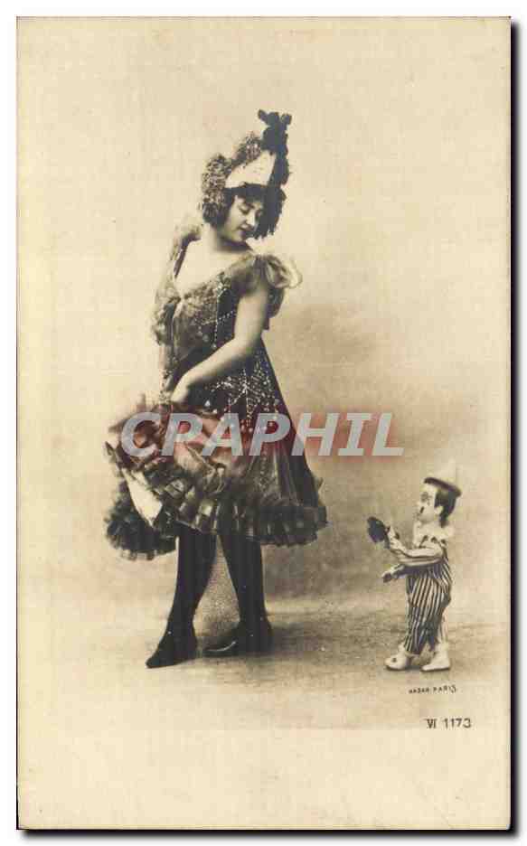 CPA Femme et clown Folklore Costume 