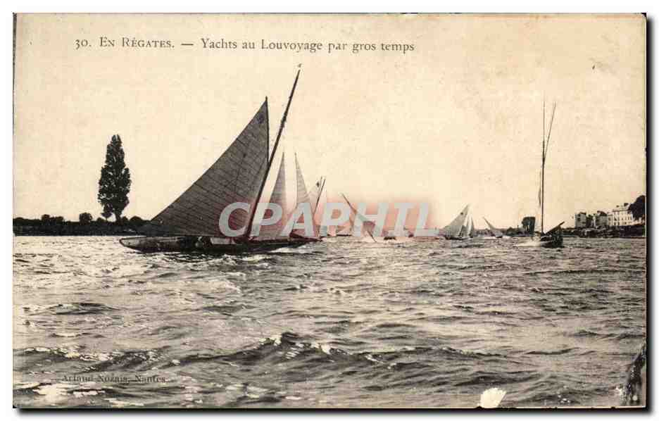 CPA En Regates Yachts au Louvoyage par gros temps Nantes Bateaux