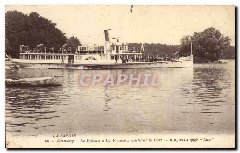 Annecy — Das Boot « La France » verlässt den Hafen — B.F. Paris « Lux »