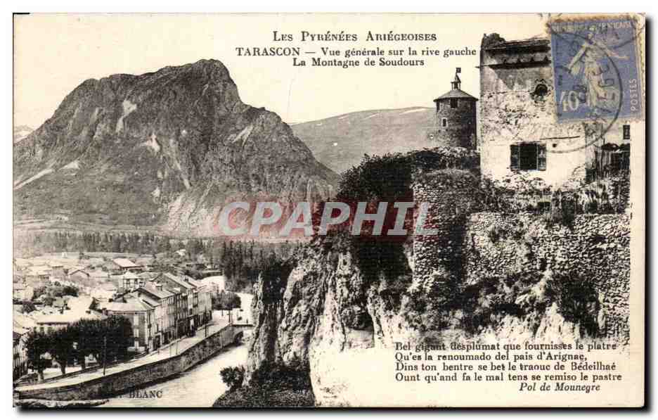 Tarascon — Vue générale sur la rive gauche — La Montagne de Soudours — Éditeur : L. Blanc
