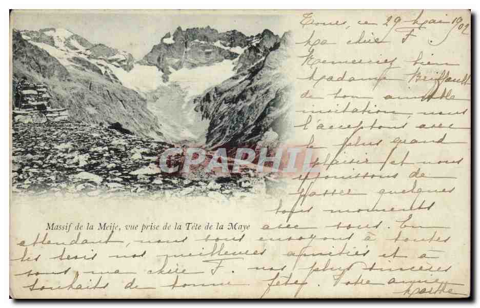 Massif de la Meije — vue prise de la Tête de la Maye — éditeur non visible