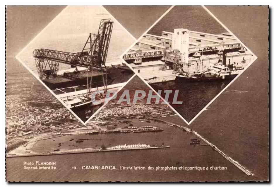CPA Casablanca L Installation des Phosphates et le Portique a Charbon Maroc