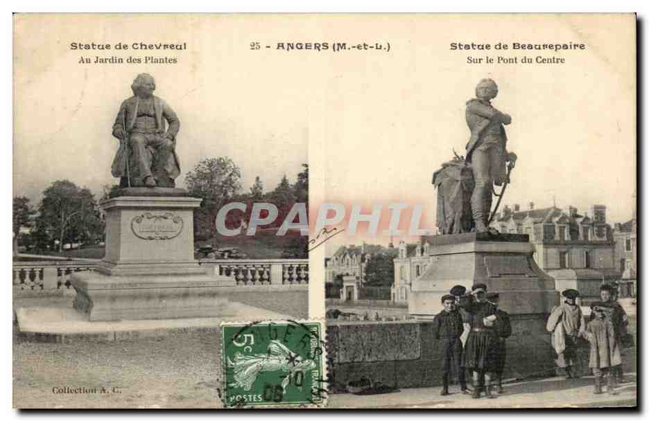 CPA Angers Statue de Chevreual Au Jardin des Plantes Statue de Beaurepaire Sur le Pont du Centre Enfants