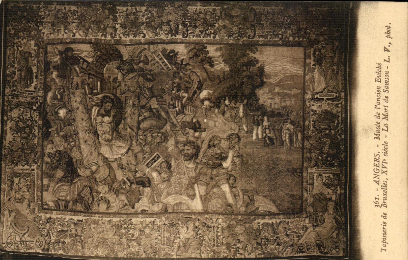 CPA Angers Musee de l ancien Eveche Tapisserie de Bruxelles XVI e Siecle La Mort de Samson 