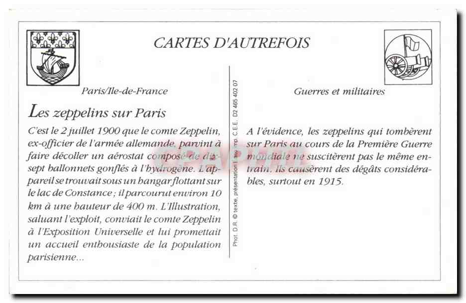 REPRO Les Zeppeins sur Paris Crimes Odieux des Pirates Boches — Rückseite