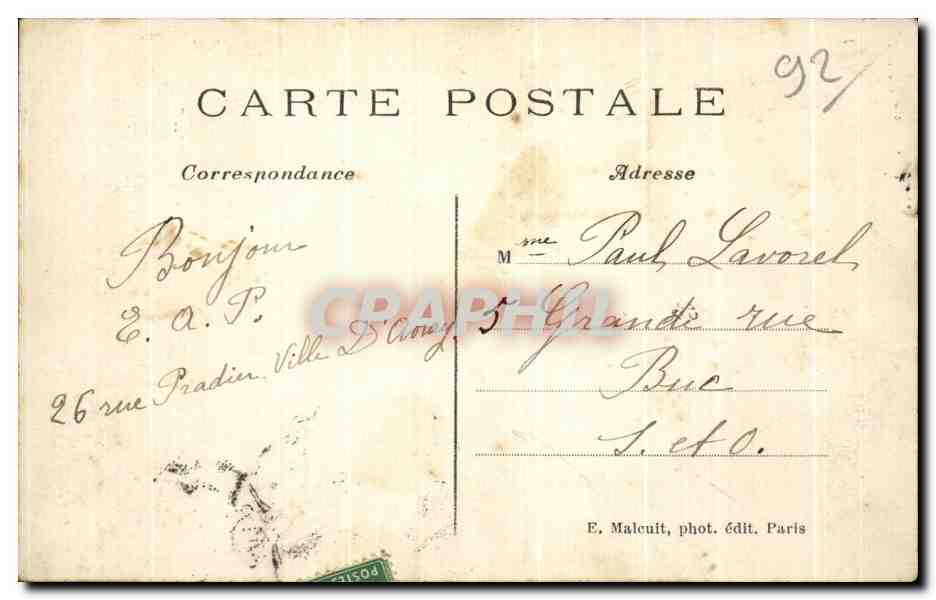CPA Ville d Avray Entree du Monastere — Rückseite