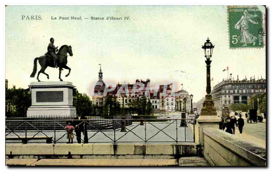 CPA Paris Le Pont Neuf Statue d Henri IV