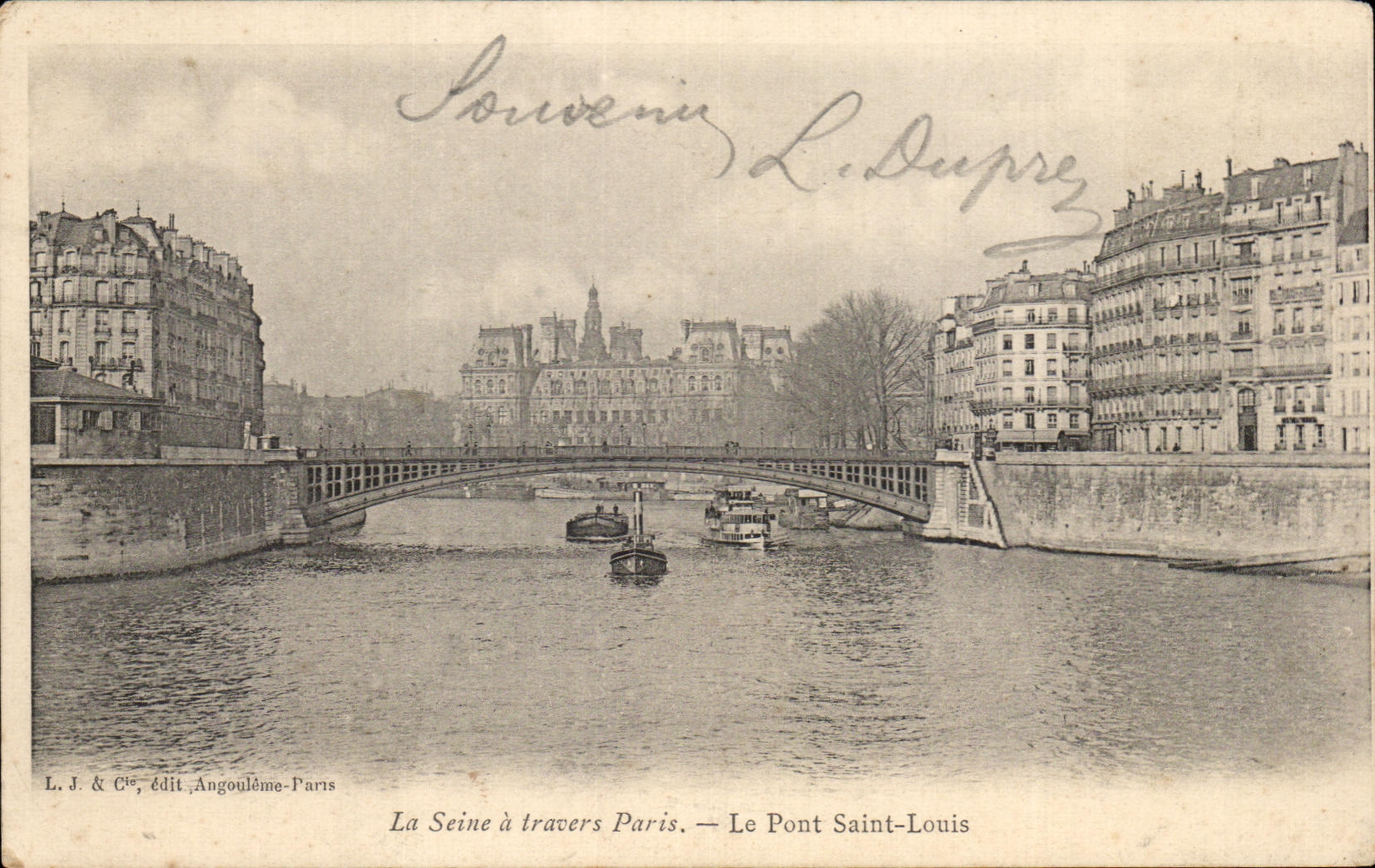 CPA La Seine a travers Paris Le Pont Saint Louis Hotel de ville