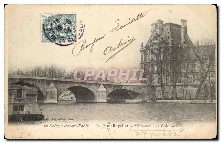 CPA La Seine a travers Paris Le Royal et la Ministere des Colonies Louvre