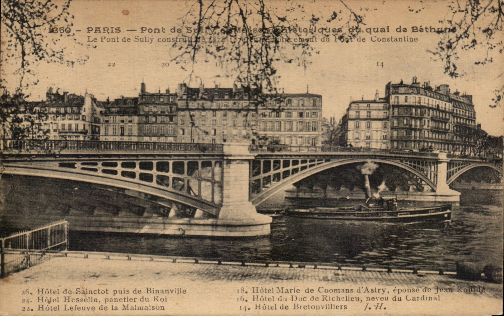 CPA Paris Pont de Le Pont de Sully Bateau